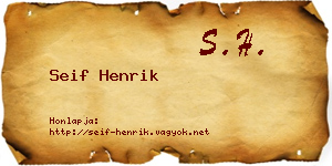 Seif Henrik névjegykártya